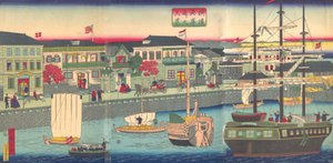 Vue du front de mer à Yokohama, 5e mois, 1870
