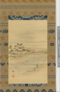 Paysage fluvial : chantiers de bois et radeaux, milieu du 19ème siècle - Utagawa Hiroshige II
