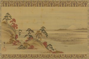 Paysage fluvial : feuillage rouge et Mont Fuji, période Edo, milieu du 19ème siècle - Utagawa Hiroshige II