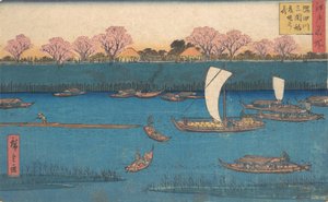 Sumidagawa Mimeguri Hana Zakari no Kei - Utagawa Hiroshige II