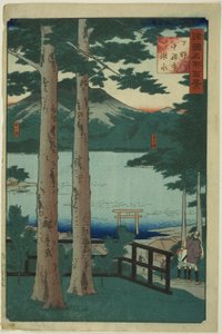 Le lac de Chuzenji dans la province de Shimotsuke (Shimotsuke Chuzenji kosui), de la série "Cent vues célèbres dans les diverses provinces (Shokoku meisho hyakkei)" - Utagawa Hiroshige II