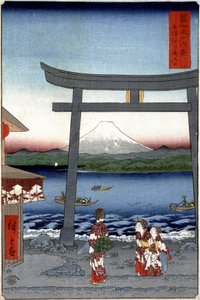 Geishas et mont Fuji - estampe japonaise par Hiroshige Utagawa