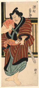 Fragment : Sawamura Sojuro tirant son épée - Utagawa Kuninao
