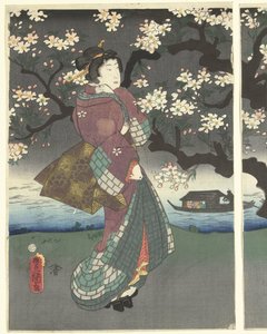 Promenade du soir le long de la rivière - Utagawa Kunisada (I)