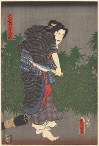 Otaki avec un couteau ensanglanté dans ses mains - Utagawa Kunisada (I)