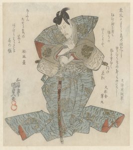 Seigneur debout en kimono bleu