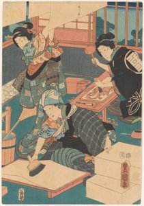 Femmes faisant des impressions (partie centrale) - Utagawa Kunisada (I)