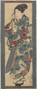 Femme tenant une serviette - Utagawa Kunisada