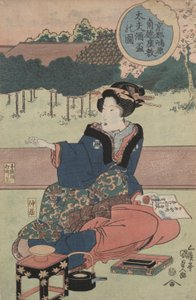 Courtisane avec une tasse de saké - Utagawa Kunisada