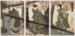 Scène nocturne avec des jeunes filles et des lanternes - Utagawa Kunisada