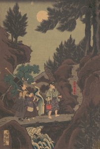 Shanao [Yoshitsune] apprend les arts martiaux à Sojogatani, années 1830 ère Tenpô - Utagawa Kunisada