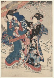 Bataille de boules de neige - Utagawa Kunisada