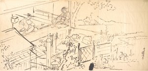 Deux courtisanes profitant de la vue depuis une maison de thé - Utagawa Kunisada