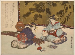 Deux courtisanes jouant des instruments de musique - Utagawa Kunisada