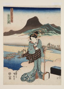 Vue de Kanaya (Kanaya no zu) (estampe sur bois en couleur) - Utagawa Kunisada