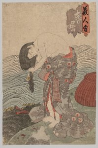 Plongeuse se peignant les cheveux - Utagawa Kunisada