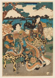 Gravure sur bois - Courtisane et servante, 1786-1865 - Utagawa Kunisada