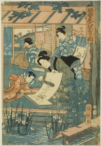 Grande prospérité à la ferme de la soie (Kaikoya Daihanjono Zu) - Utagawa Kunisato