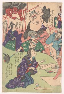 Femme agenouillée - Utagawa Kuniyoshi (possibly)