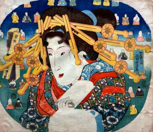 Courtisane, Série : Trois difficultés modernes pour les femmes, c.1833 - Utagawa Kuniyoshi