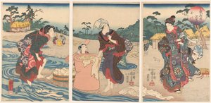 La rivière Chofu Tama dans la province de Musashi - Utagawa Kuniyoshi