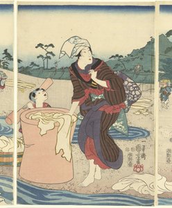 La rivière Chofu Tama dans la province de Musashi