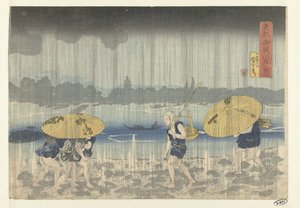 Rivage de la rivière Onmaya dans la capitale orientale - Utagawa Kuniyoshi