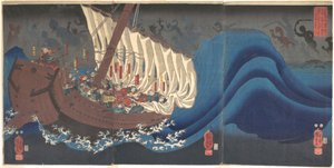 Fantômes des Taira dans la baie de Daimotsu - Utagawa Kuniyoshi
