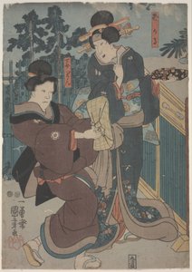 Fille avec geisha - Utagawa Kuniyoshi