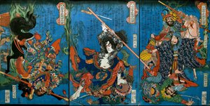 Hakukaja Yōshun et Shinki Gunshi Shubu (droite) - Utagawa Kuniyoshi