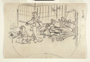Hataori (tissage sur un métier) vers 1840 - Utagawa Kuniyoshi
