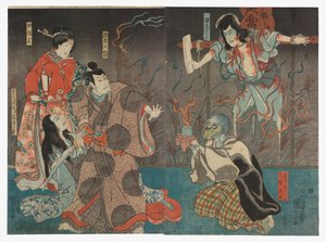 Ichikawa Kodanji IV en tant que fantôme (Rei) de Kozakura Tōgo - Utagawa Kuniyoshi