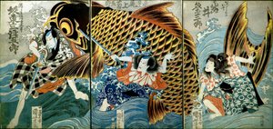 Iwai Kumesaburō II en tant que Katsushika no Ojū - Utagawa Kuniyoshi