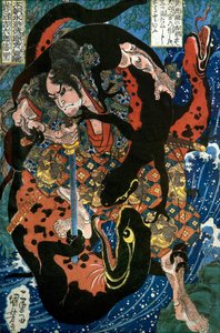Iwanuma Kichirokurō Nobusato Série : Un des huit cents héros du Water Margin de notre pays (Honchō Suikoden gōketsu happyakunin no hitori), c.1836 - Utagawa Kuniyoshi