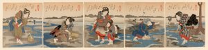 Marée Basse à Susaki - Un Ensemble de Cinq (Shiohi goban no uchi) - Utagawa Kuniyoshi