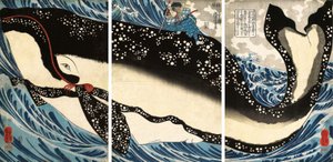 Miyamoto no Musashi attaquant la baleine géante