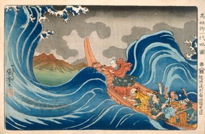 Nichiren calmant la tempête - Utagawa Kuniyoshi