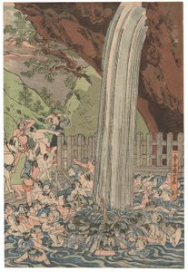 Pèlerins à la cascade de Roben à Oyama - Utagawa Kuniyoshi