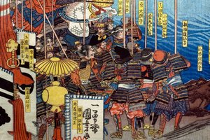 Takeda Shingen écrase les forces de Suwa Yorishige, c.1850-51 - Utagawa Kuniyoshi