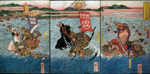 La bataille de la rivière Uji (Ujigawa kassen no zu), vers 1831-32 - Utagawa Kuniyoshi