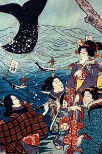 La prospérité des sept côtes avec de gros poissons (Nana ura tairyō hanjō no zu) - Utagawa Kuniyoshi