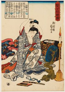 La fidèle épouse Kesa Gozen se coupant les cheveux - Utagawa Kuniyoshi