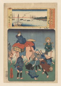 La station Shinagawa - Utagawa Kuniyoshi