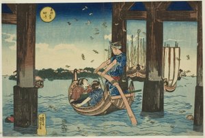 Île de Tsukuda (Tsukudajima), de la série "Lieux célèbres de la capitale orientale (Toto meisho)" - Utagawa Kuniyoshi