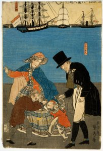 Européens se promenant à Yokohama, pub. 1871 - Utagawa Sadahide