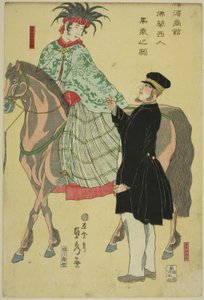 Femme française à cheval - Utagawa Sadahide