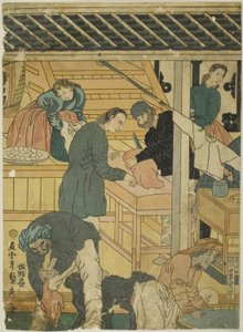 Salle de vente dans une boutique de marchand étranger à Yokohama - Utagawa Sadahide