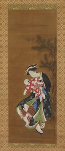 Mère et enfants au Nouvel An - Utagawa Toyoharu