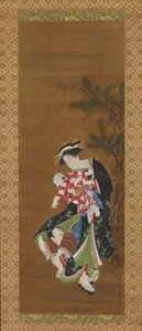 Mère et enfants au Nouvel An, 18ème siècle - Utagawa Toyoharu