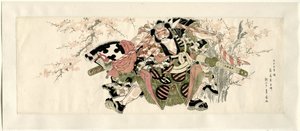 Un guerrier tenant un cheval bâton - Utagawa Toyohiro